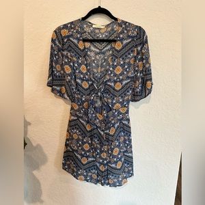 Blue and Yellow Floral Romper